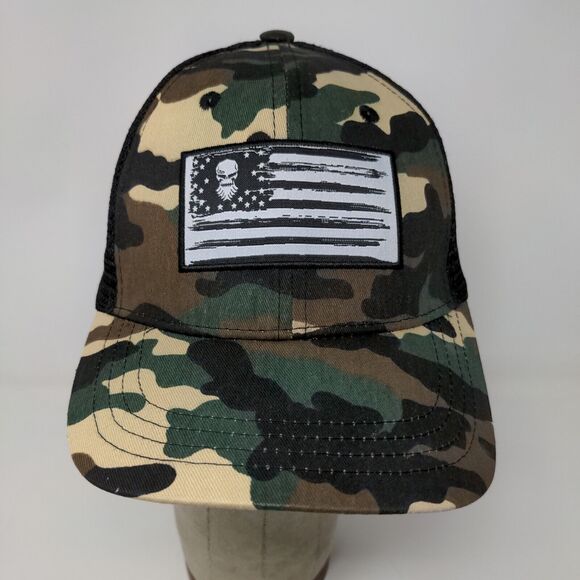 Diesel Power Mens Snapback Camo Patriotic Hat Black Meshback Patch Flag Logo - Picture 2 of 11
